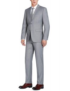 grey suit beach wedding